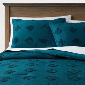 Open Box - Threshold - Twin/Twin Extra Long Comforter & Sham S Dark Teal Blue